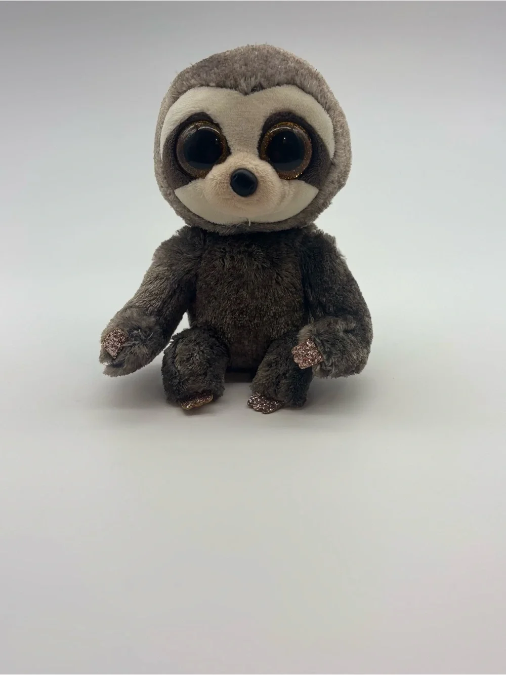 Ty Gray and Cream Glitter-Eyed Sloth Plush